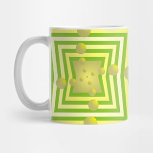 Spheres Pirouetting Through a Green and Yellow Portal Mug